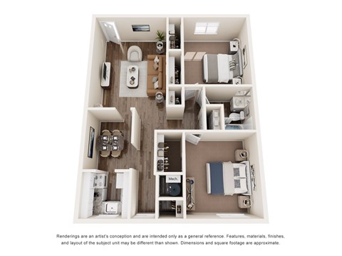 Floor plan for 2 beds, 1 bath, 1140 sqft